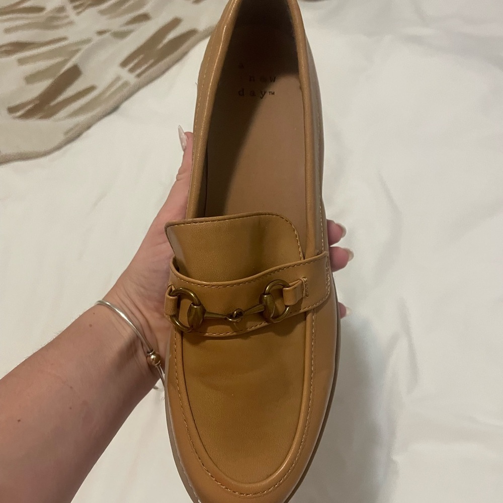 A New Day Women's Brown Loafers with Gold Accent